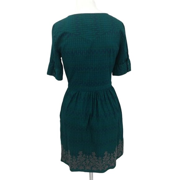 Stetson Embroidered Pearl Snap Short Sleeve A Line Dress Size XS Cotton Blue - Picture 11 of 16